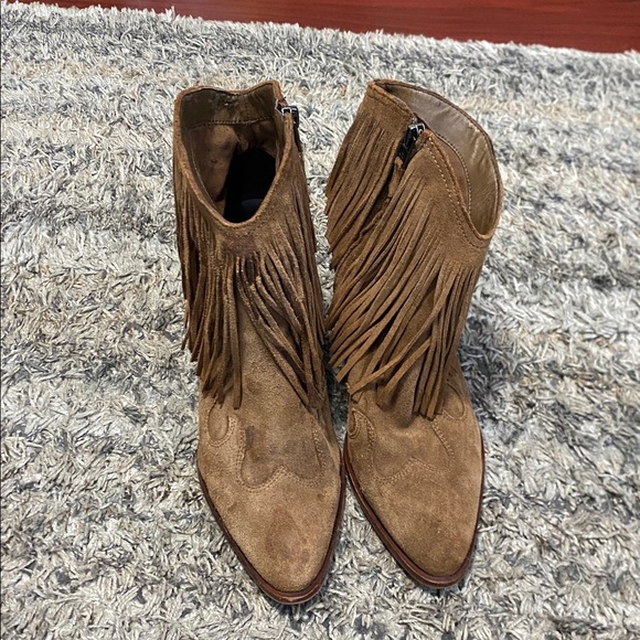 Sam Edelman Brown Fringed western Heeled Boots sz 9 - Picture 2 of 9